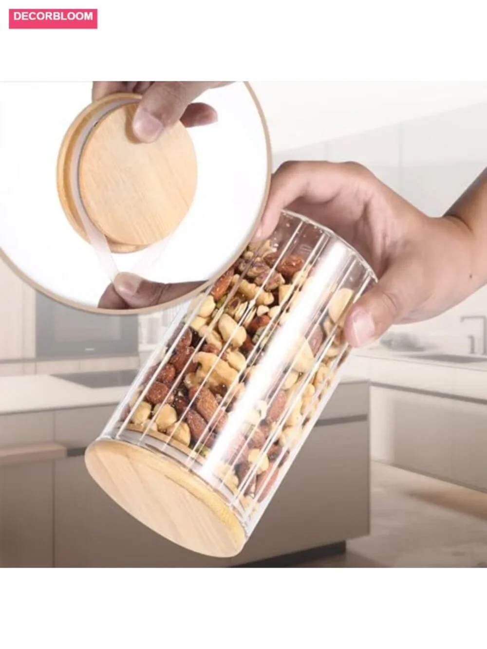 24oz Airtight Glass Jars with Bamboo Lids & Spoons for Food Storage